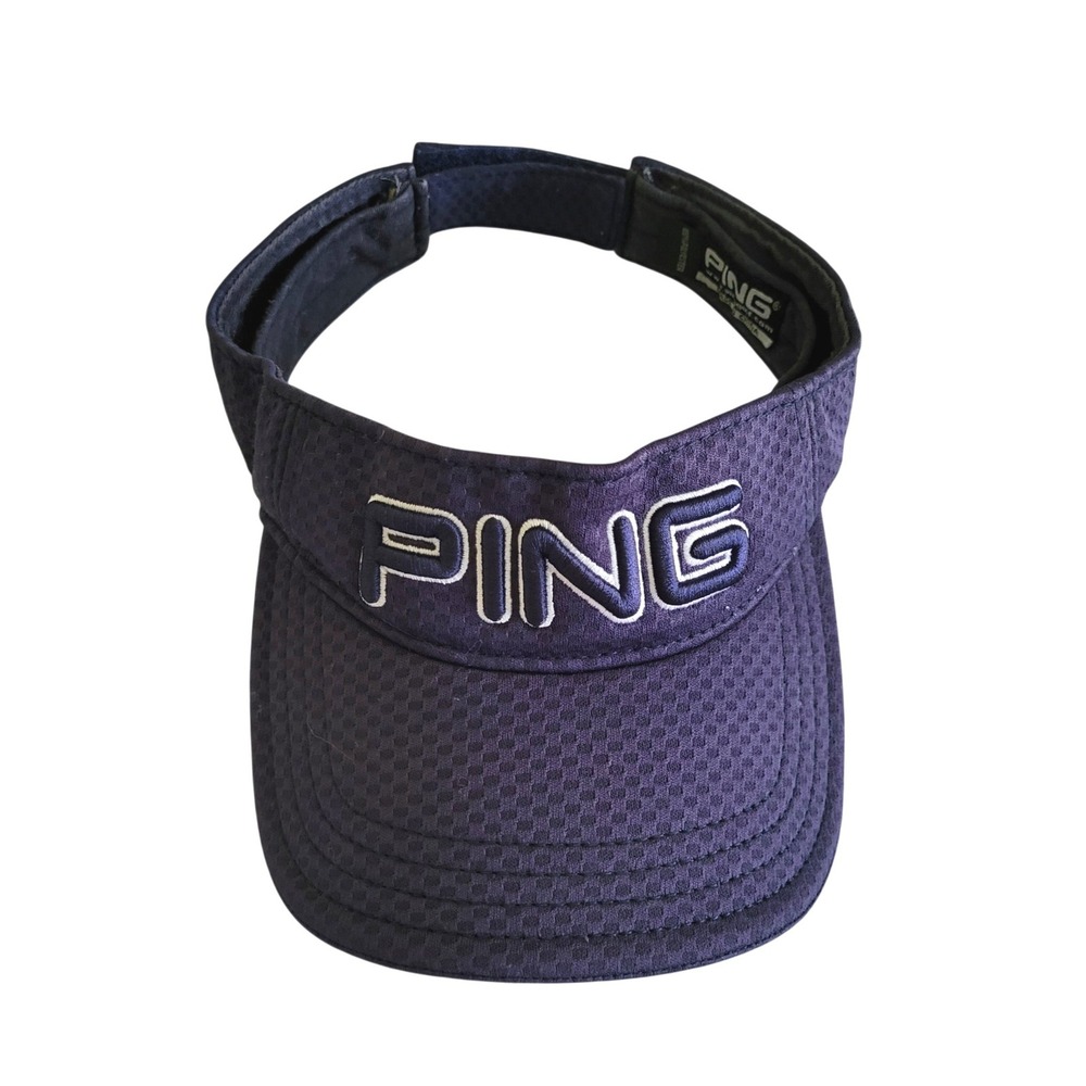 Ping Golf Visor Hat Navy Blue Embroidered Logo Adjustable One Size Men's Adult